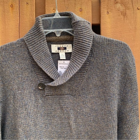 JOSEPH ABBOUD. NWT. Tan/Dark Gray Knit Sweater.Wool Blend.Size L.Button … - Picture 2 of 7